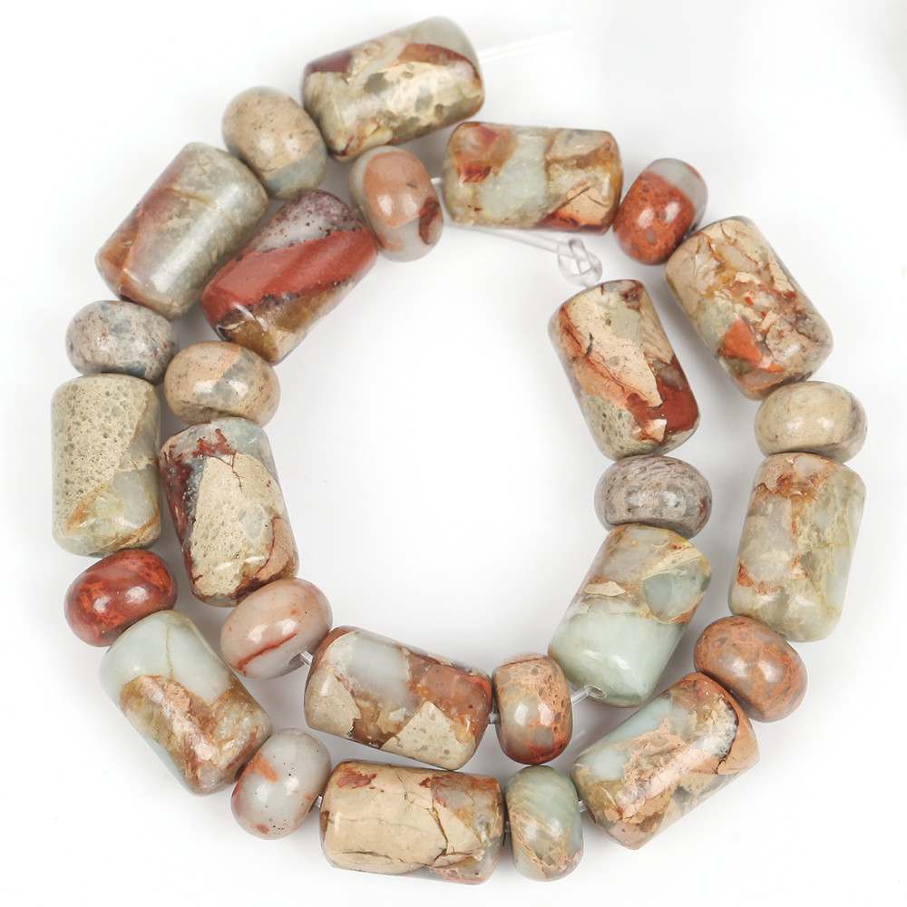 TEMU Beads & Bead Assortments Stone Sea Sediment Jasper Natural Stone Beads 4x6x10mm Tube And Rondelle Loose Spacer Beads For Jewelry Making Diy