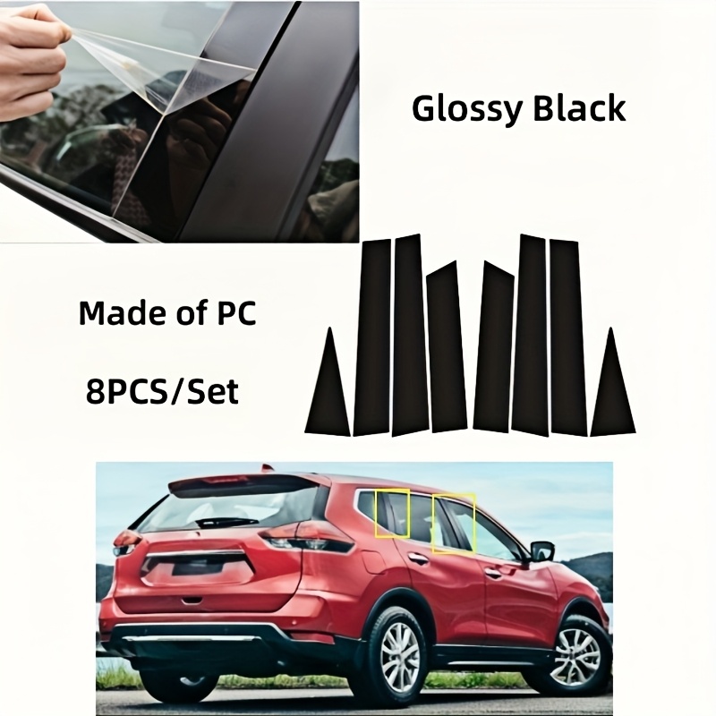 TEMU Polished Black Pillar Stickers Suitable For /roque T32 2014-2021 Car Window Trim Bc Center Pillar Stickers Car Exterior Modification Door Window