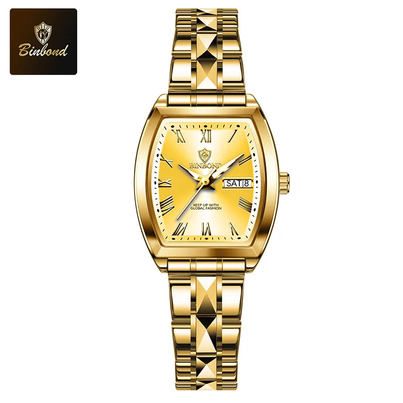 TEMU Binbond Luxury Women's Watches Stainless Steel Business Fashion Watch Calendar Luminous New Relogio Feminino