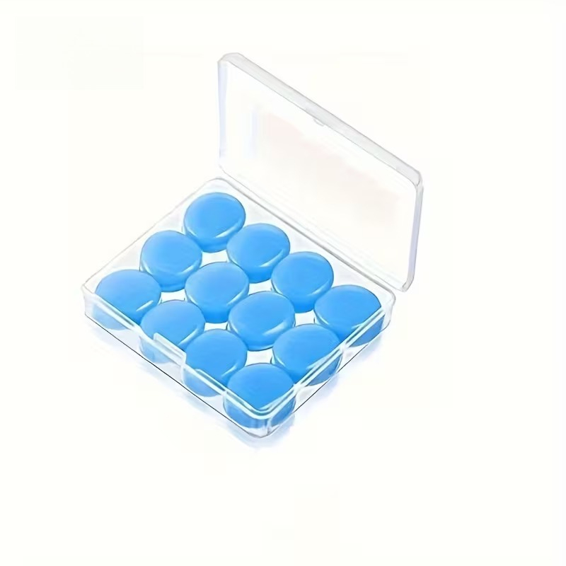 Image of 12pcs Reusable Silicone Earplugs With Malleability - Suitable For Swimming, Reading, Resting, And Air Travel, Adult Sleep Earplugs, Swimming Earplugs