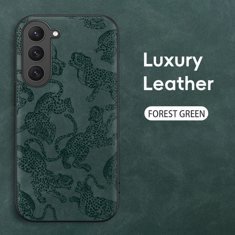 TEMU Phone Case - Luxury Faux Leather Phone Case For S25/s24 Ultra/s24+/s23plus/s22/s21fe/s20/note 10/note 20, Protective, High-quality, Leopard