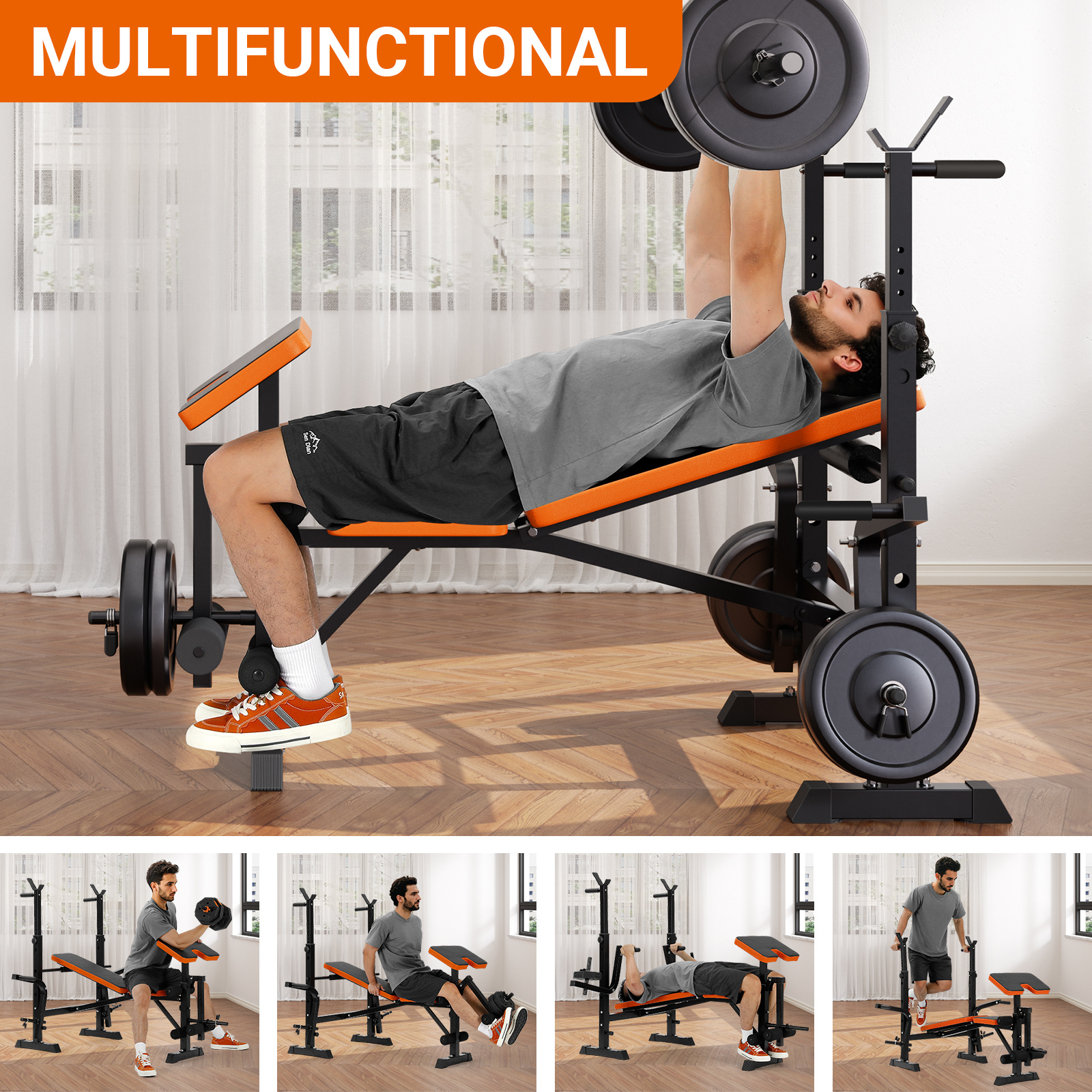 conjunto de de peso 6 com suporte para agachamento, de treino ajustável com desenvolvedor de e suporte para flexão de bíceps, treino de para ginásio doméstico detalhes 6