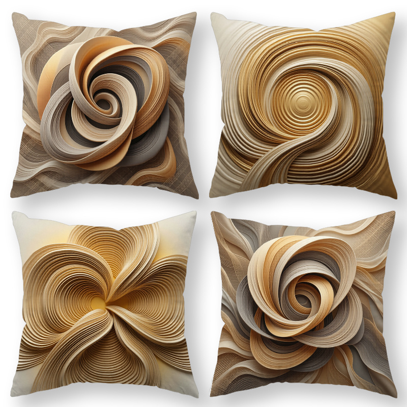 TEMU 4 housses de coussin , décoratives, motif tourbillon , , polyvalentes pour canapé, fauteuil, lit de chambre, chaise, bureau, parfaites pour le