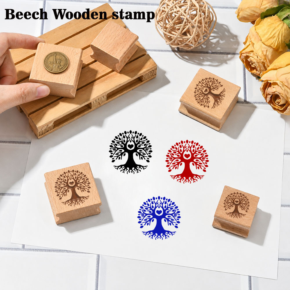 Beautiful Tall Tree Natural Wood Rubber Stamp for Crafts