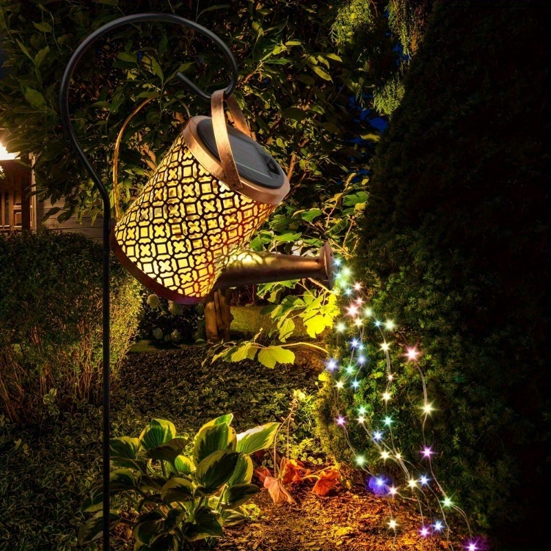 Zonne-gieter verlichting buiten tuin, LED vlinder fee licht opknoping waterdicht vlinder patroon ontwerp, decoratieve retro douche lichten voor tuin tafel patio tuin pad loopbrug (met beugel