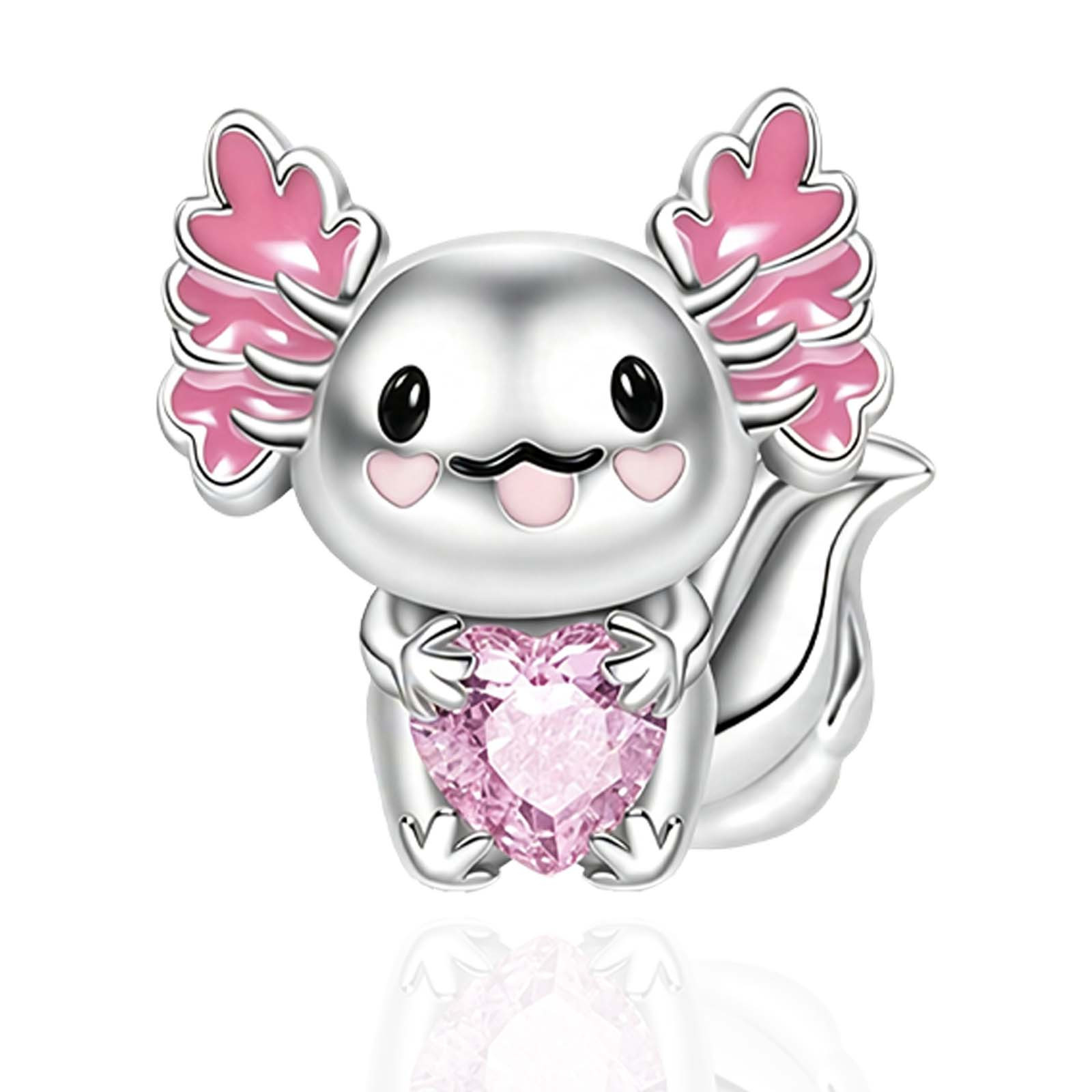 TEMU S925 Silver-plated Heart Axolotl Pendant, Stylish For Bracelets, Bangles And Necklaces. Lovely Delicate Ornament, Perfect Jewelry Gift For