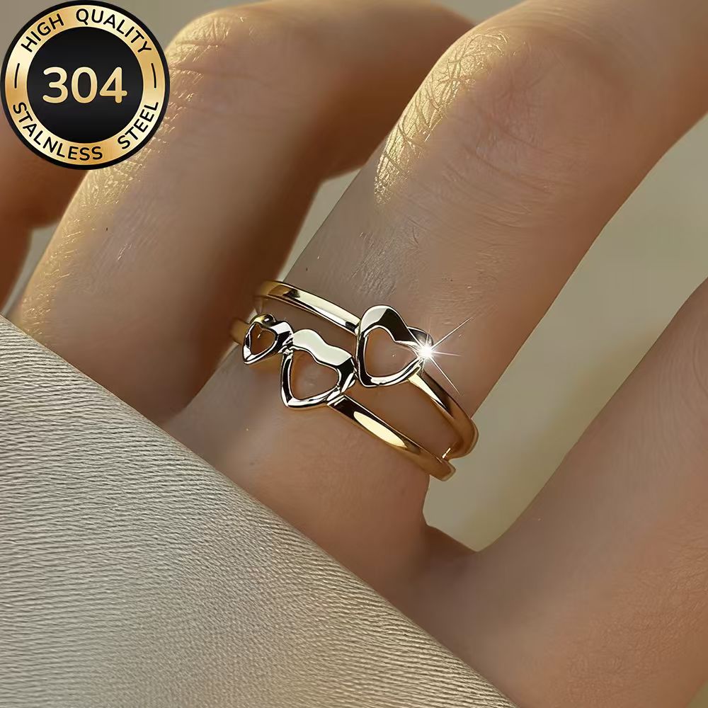 TEMU High-quality Hypoallergenic Stainless Steel Open-ring, Tarnish-resistant, Simple And Elegant, A Fashionable Women's Ring Suitable For Daily Wear