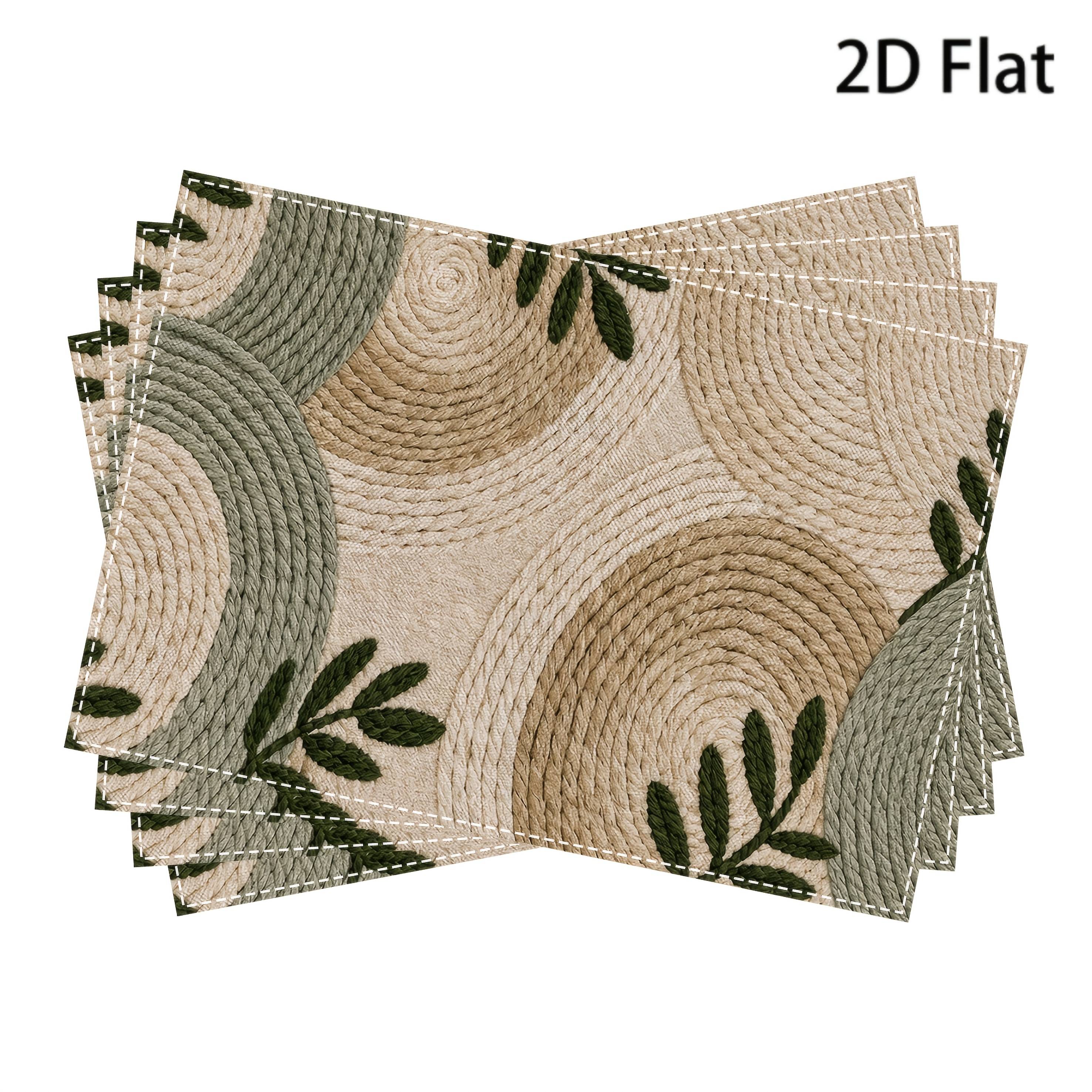 TEMU 4pcs, Nordic Style Placemat Set Featuring A Round Leaf Pattern; Minimalist , Suitable For Decorating Kitchen And Dining Room Tables