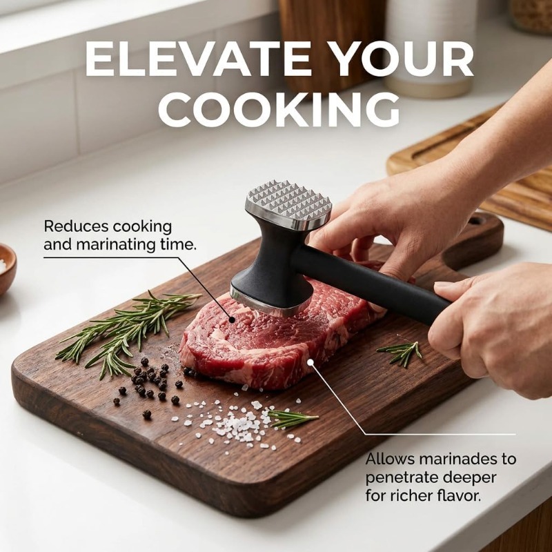 Image of 1pc Manual Meat Tenderizer Hammer, Steak Beef Chicken Tool For Kitchen Cooking