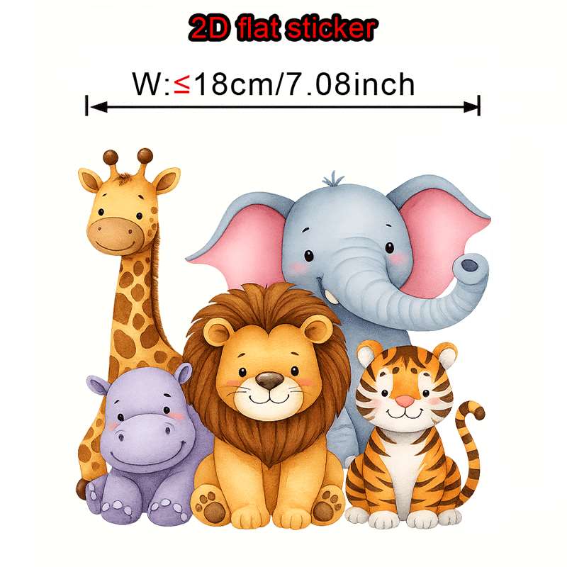TEMU 3pcs Cartoon Animal Iron-on Transfer Stickers: Giraffe, Elephant, Lion, Hippo, Tiger. Durable And High Quality Vinyl. Suitable For T-shirts,