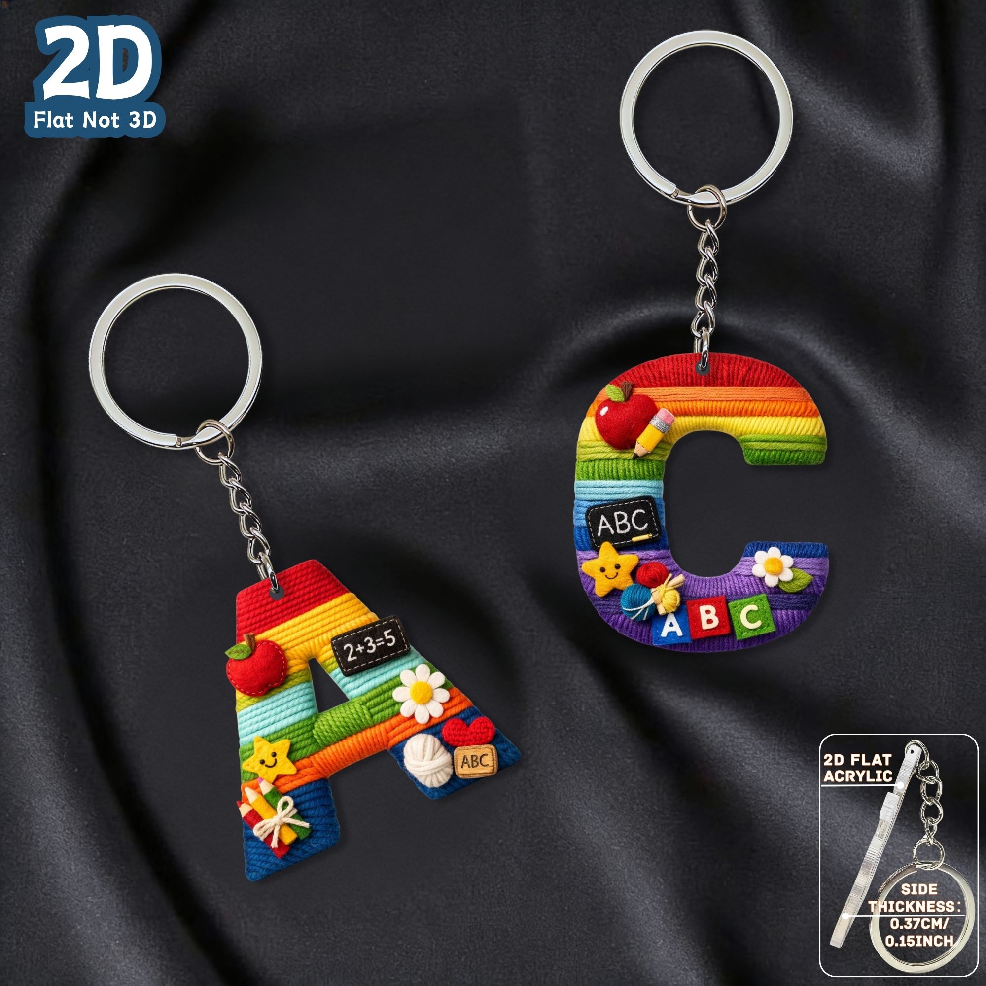 2d flat gift for her him 2d flat plush style teacher alphabet letter a z pattern acrylic keychain keychain ornaments backpack ornaments birthday gifts party gifts souvenirs 2d flat