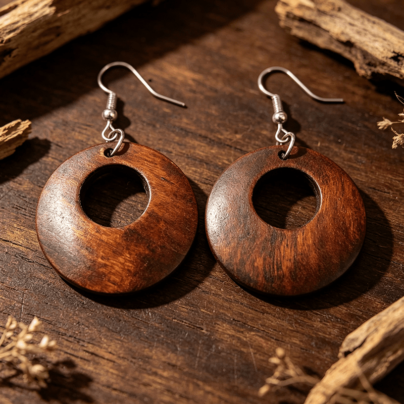 5 Pairs Autumn/Winter Wooden Leaf Earrings Set