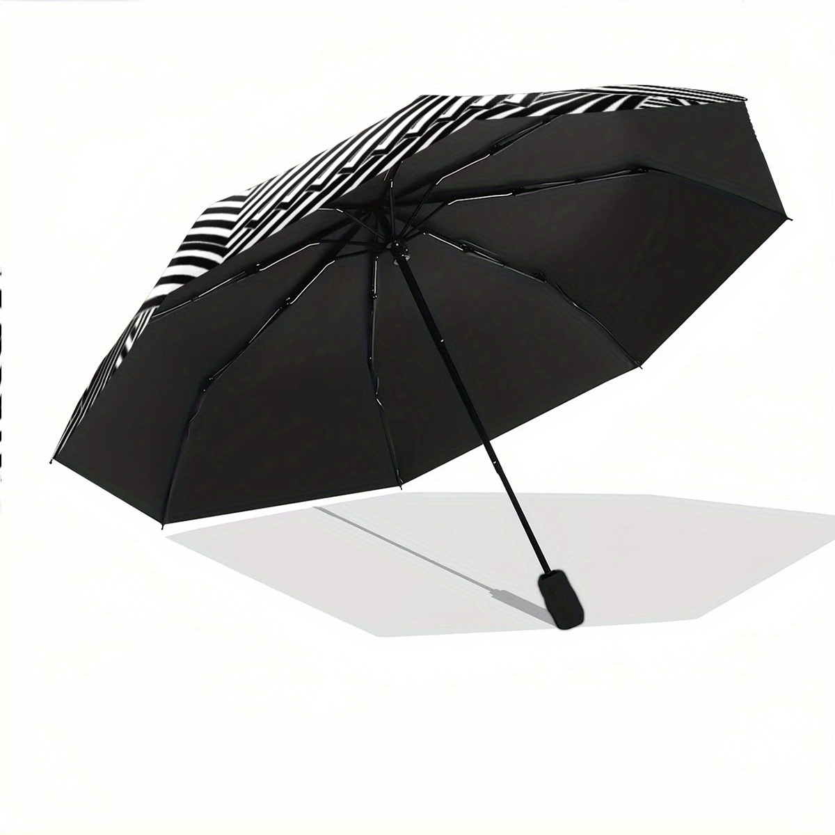 Automatic Open/Close Umbrella with One-Touch Button - Instant Open/Close, Compact Folding Design, Portable Collapsible Umbrella with 8-Rib Stability for Wind Resistance - All-Season Everyday & Formal Use - Ideal Gift for Christmas, Birthday, Travel - Black & White Optical Illusion Pattern, Outdoor Accessory, Modern Accessory, Durable Canopy, Fashion Lovers, Best for Christmas