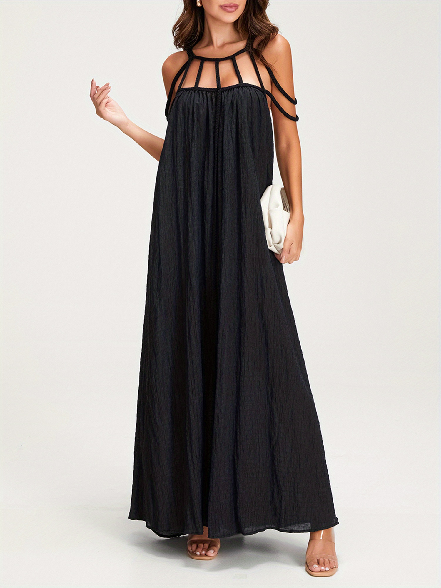 black maxi dress boho Boho Chic Long Backless Maxi Dress – Top Boho main image 0