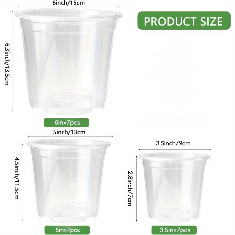 Image of 21pcs 3.5/5/6 Inch Clear Nursery Pots With Drainage, Clear Plant Pots, Clear Plastic Plant Pots, Easy To Clean And Reusable Pots For Multiple