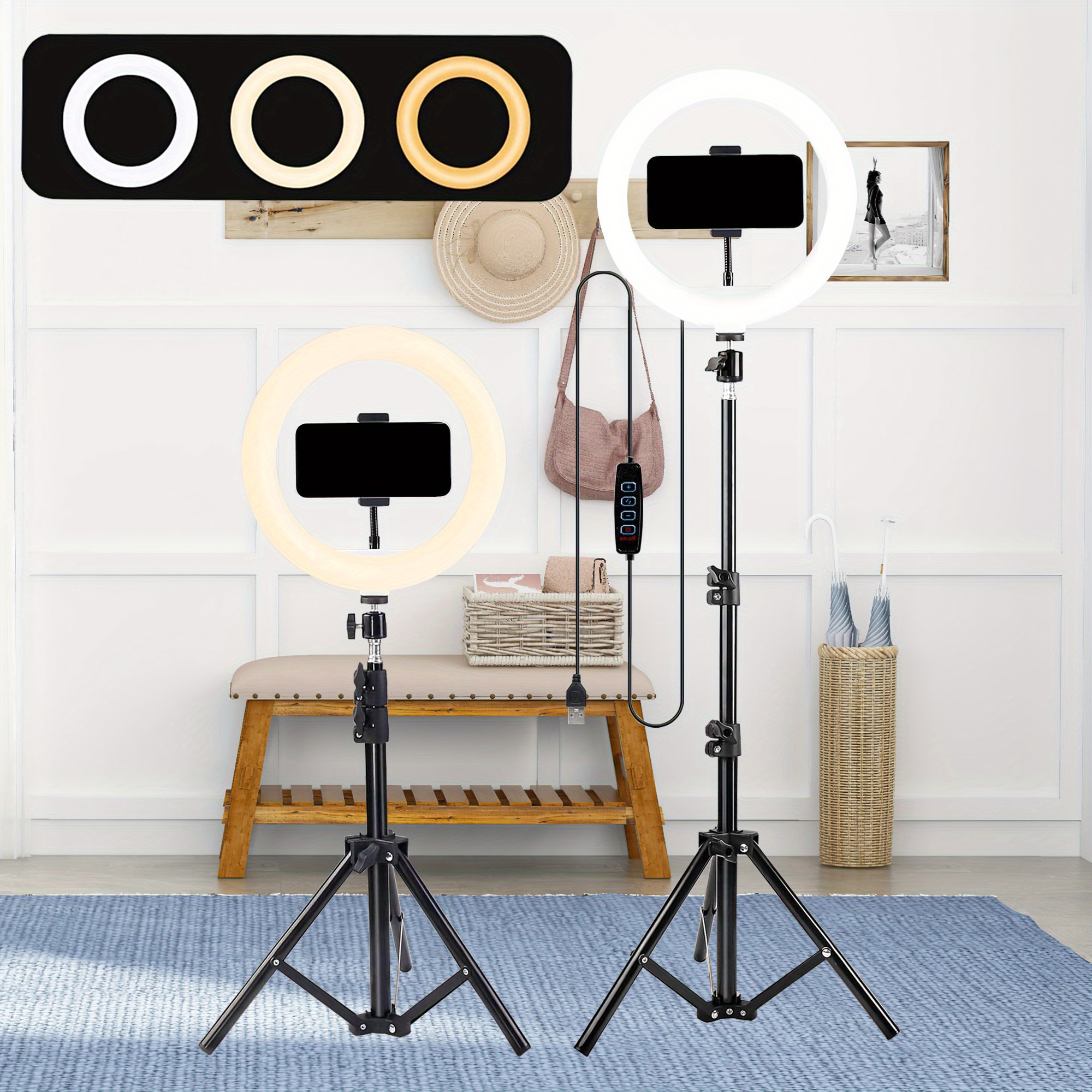 Extendable Tripod Tripod And Ring Light For Iphone Selfie Light - Main Image