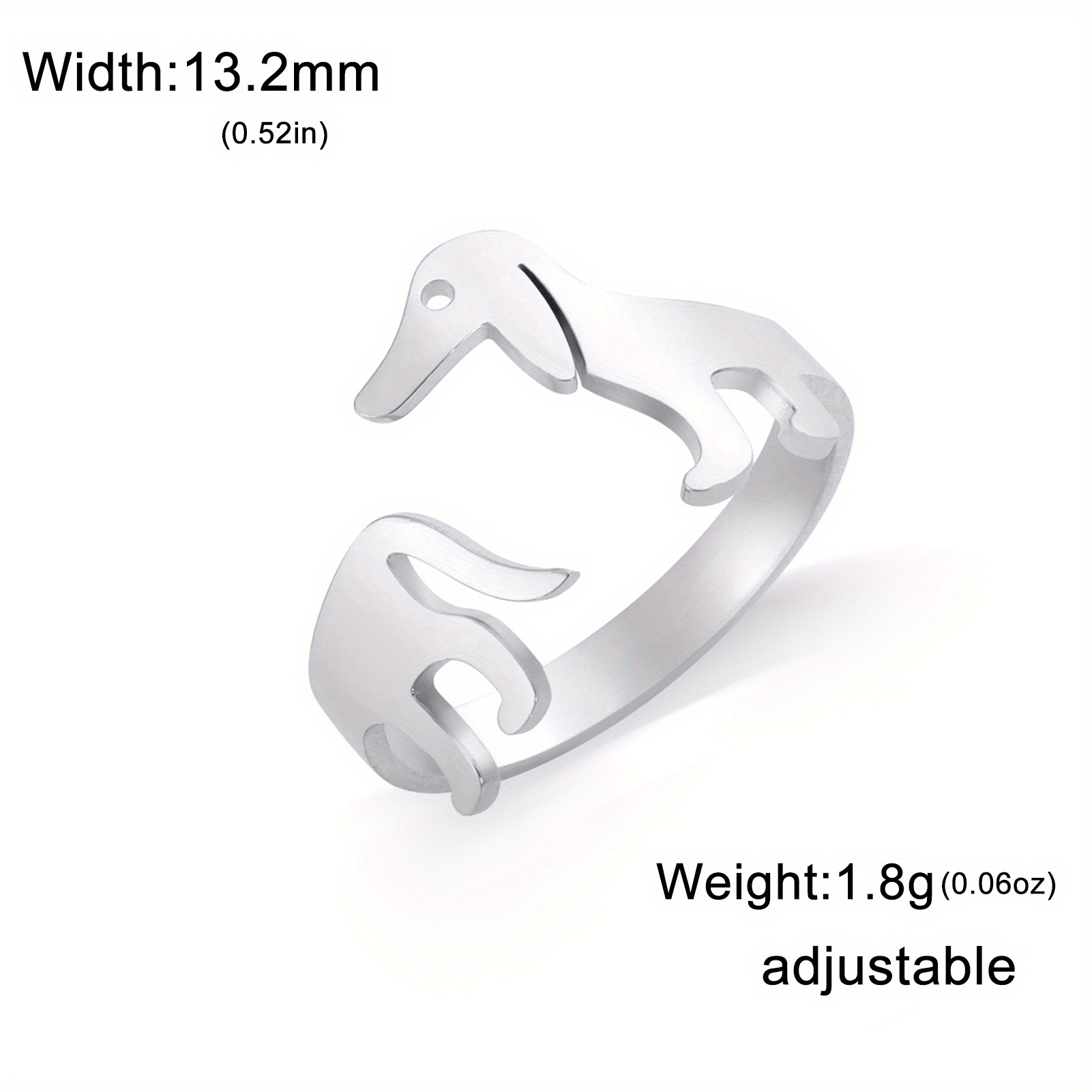 1pc Men's And Women's Cute Dachshund , Adjustable Stainless Steel Sausage Dog Pet Ring, Fashion Jewelry Animal Ring, Valentine's Gift