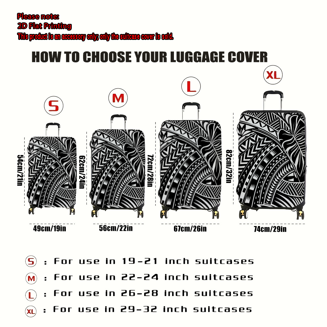 TEMU 1pc Suitcase Cover, Polynesian Totem Print Suitcase Protector, Luggage Cover, Travel Accessory (suitcase Not Included, Only The Cover Is For ),