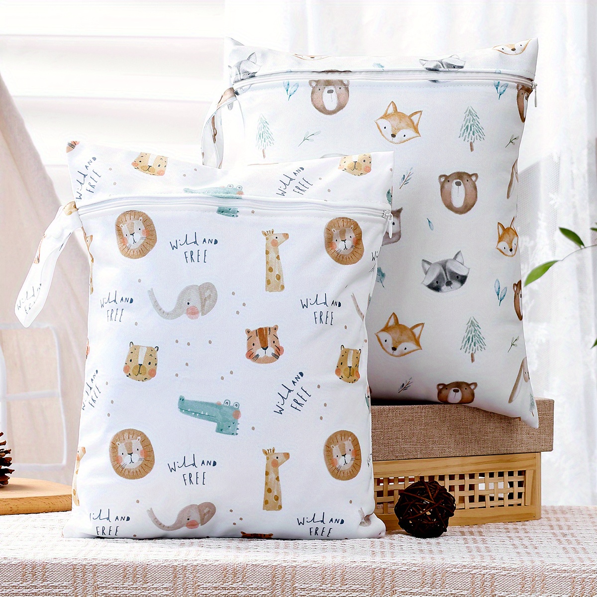 Image of Set Of 2 Mini Storage Bags For Wet And Dry Diapers For Mothers