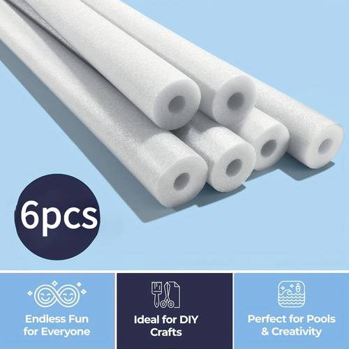 6 pack pool foam floating noodles drying non toxic foam pool float large white floating swim noodles for swimming lessons pool games and crafts bulk durable foam tubes great for gym
