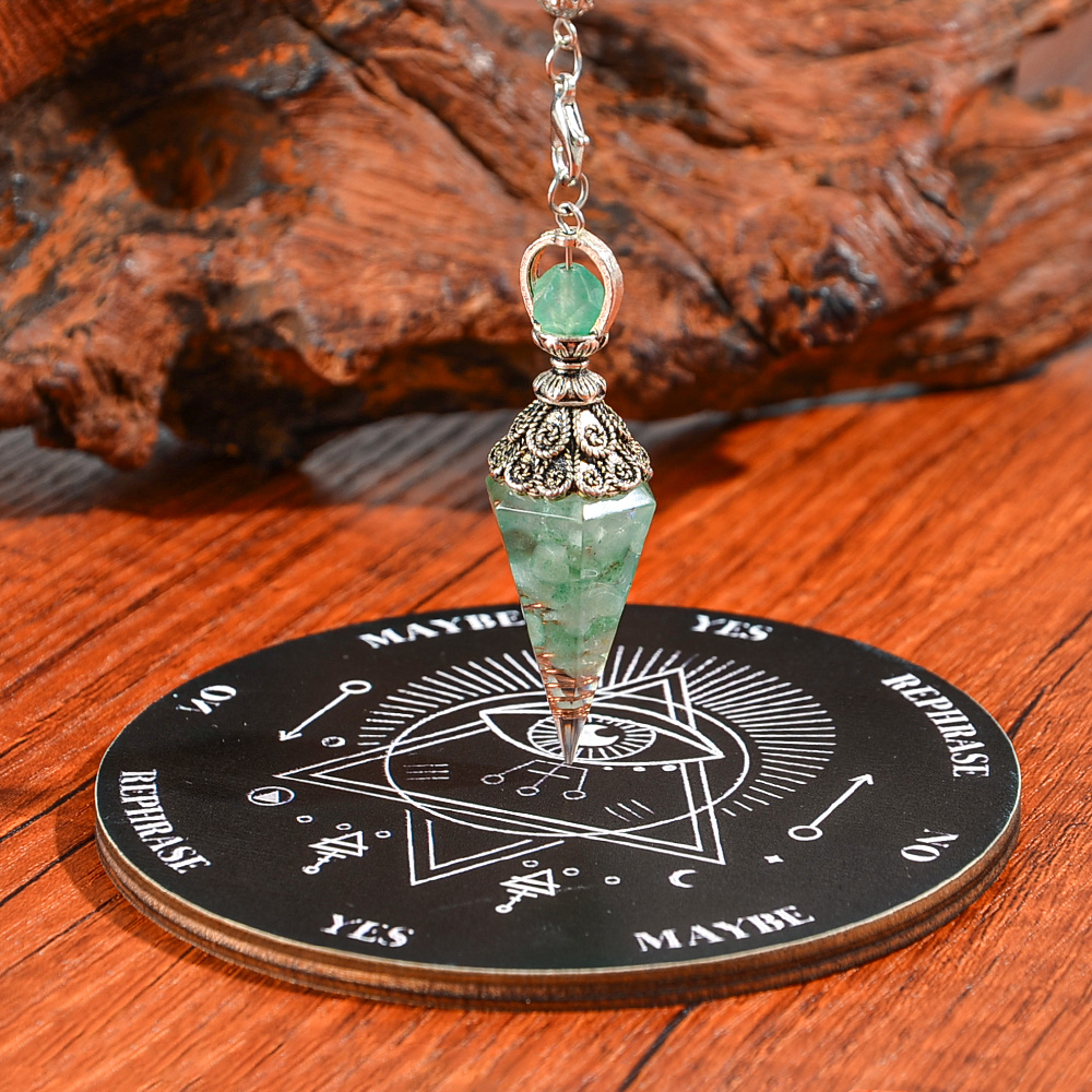 Image of 8 Styles 2pcs Stone Pendulum & Wooden Board Set, Handcrafted Stone Pendant Kit, Meditation Hobby Accessory, Gift For Spiritual Collection & Personal Exploration