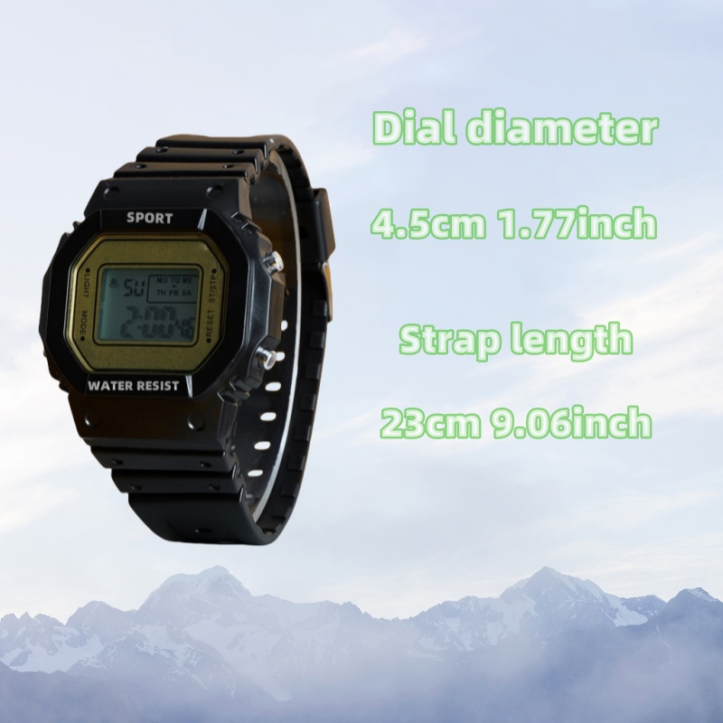 1pc Men'S And Women'S TPU Strap Multi-Color Sports Fashion Multi-Function Luminous Alarm Clock Square Case Electronic Watch Suitable for Daily Decoration Gifts