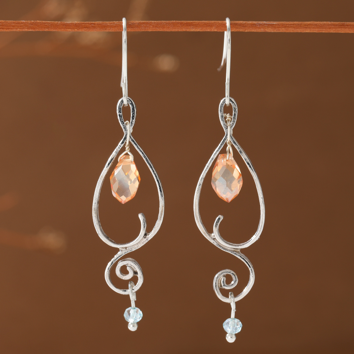 Hollowed-out Teardrop Silhouette Earrings with Synthetic Zirconia