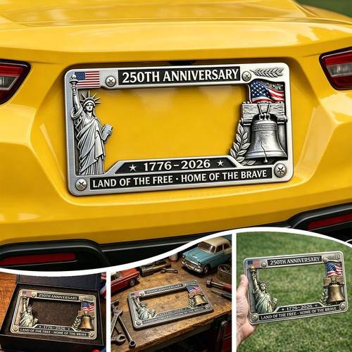 250Th Anniversary Commemorative License Plate Frame, United States 250 Year American Car Plate Frame, License Plate Holder, Iron License Plate Frame Father s Day Gift