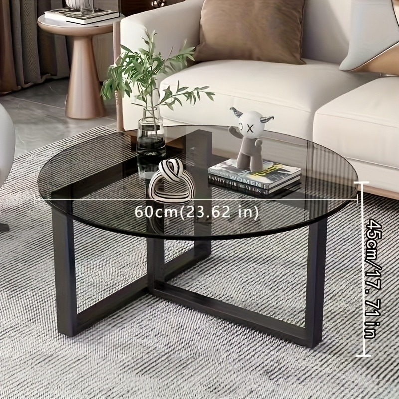 Mesa de centro moderna minimalista de vidrio con estructura de metal - Tapa de vidrio templado transparente, diseño robusto en forma de A, fácil montaje, no necesita electricidad, ahorra espacio para salas de estar pequeñas, apartamentos, oficinas - Estilo clásico, muebles para apartamentos