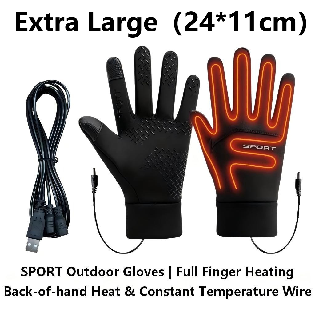 TEMU Usb Heated Gloves Full Finger Back Hand Heating Touchscreen Winter Gloves Usb Powered Temperature Warm Gloves Ideal For Skiing Cycling Hiking