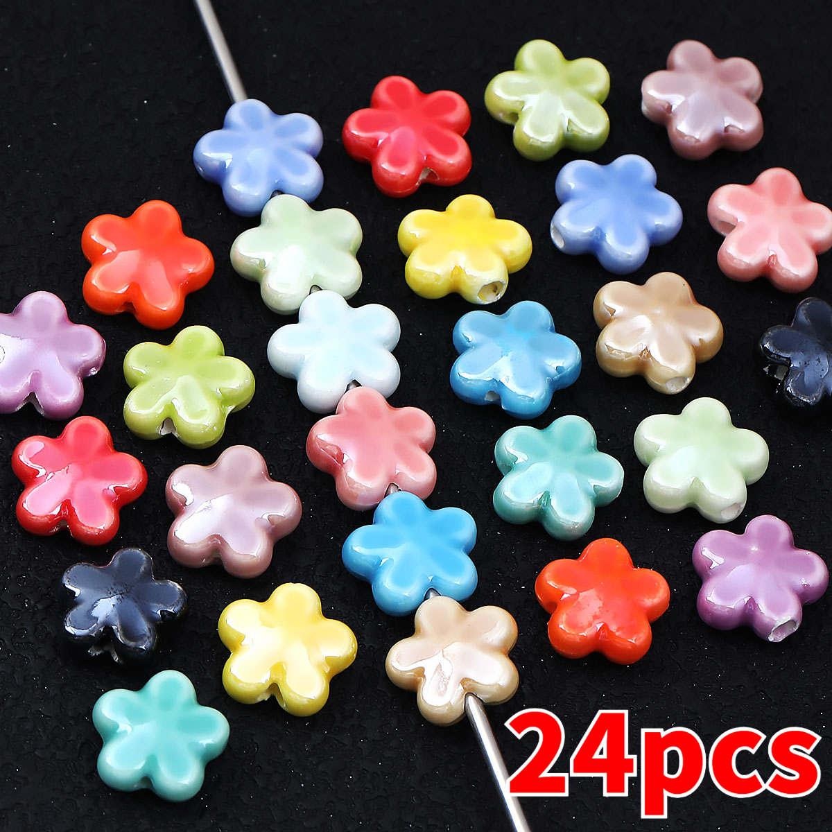TEMU 24 pz Perline Decorative a Forma in Ceramica Casuale, Perline Uniche, Ciondoli, Accessori per Creazione di Gioielli, Ciondoli per Braccialetti e