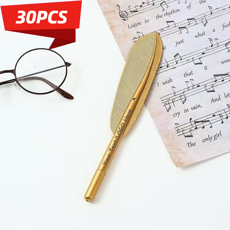 TEMU Lot de 30 plumes d' gravées personnalisées, stylo à bille personnalisé en métal avec plume, cadeau élégant pour mariage, anniversaire, de