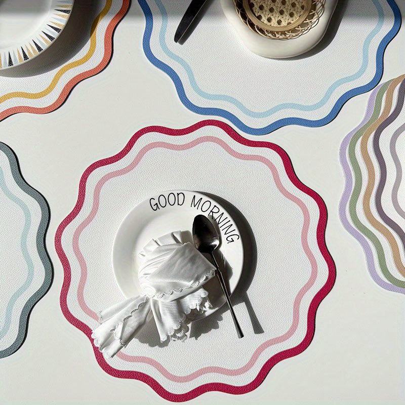 4pcs flower shaped   leather heat insulation placemats for kitchen dining holiday atmosphere decoration Product details 0