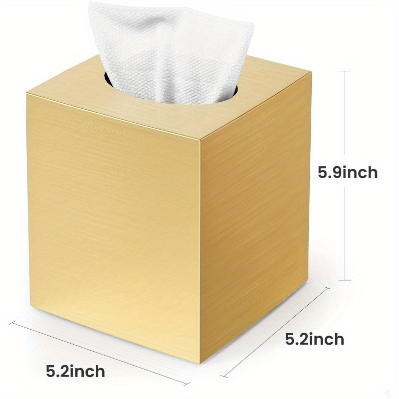   acrylic tissue box cover & holder - golden napkin dispenser with  , glossy white & golden   for bathroom vanity, bedroom dresser, office desk - durable decorative storage organizer, space-saving design, scratch-resistant, easy- , holds standard tissues, contemporary style for   decor Product details 2