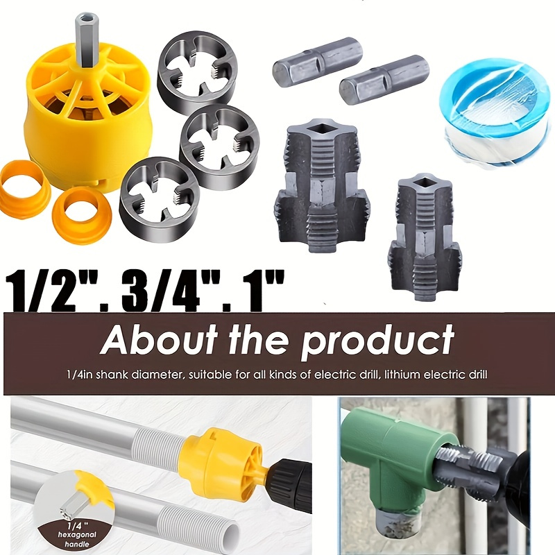 Kit Utensili Tubi Kit Filettatura Tubi PVC - 6 Pezzi Per Filetti