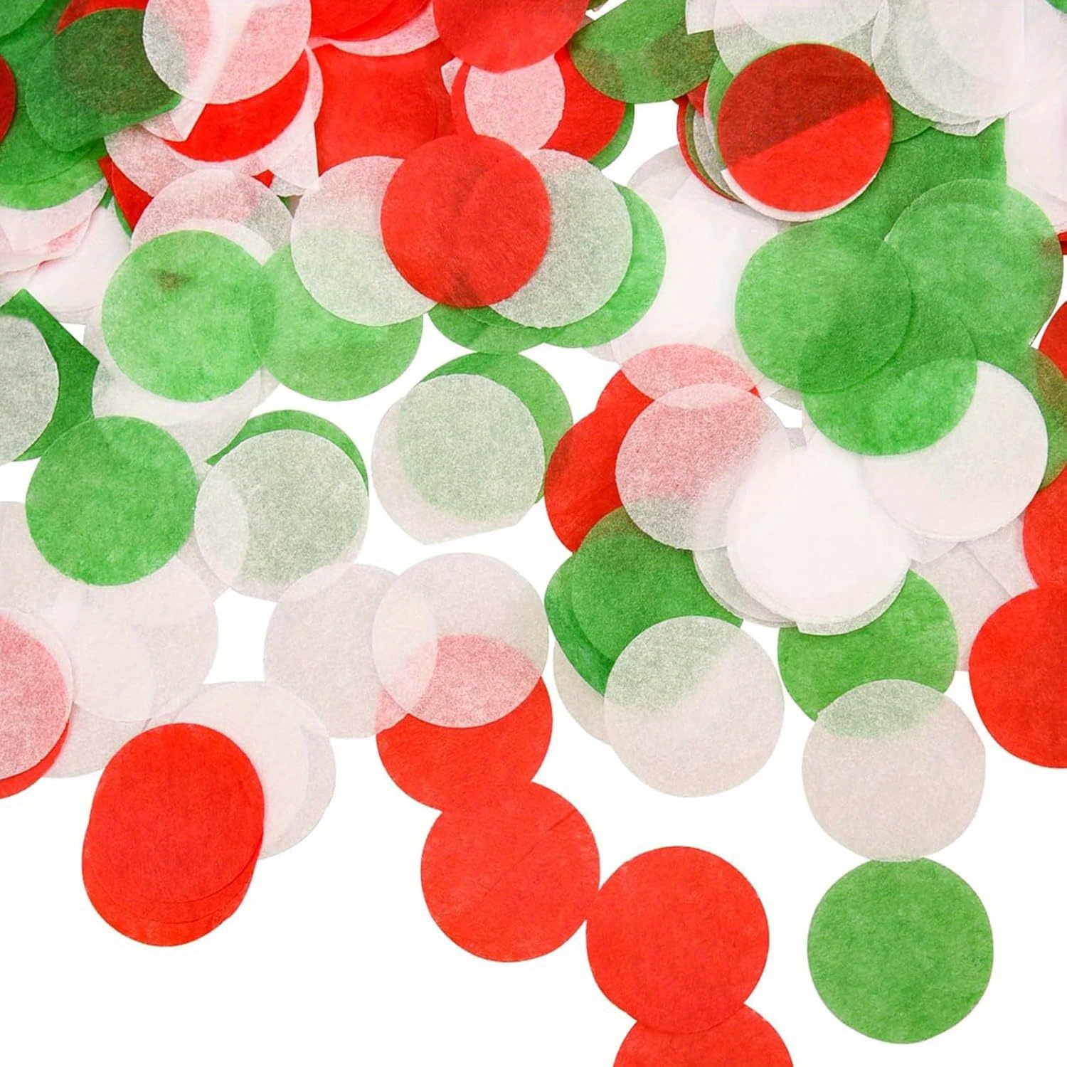 Image of 3600pcs Confetti, Christmas Round Tissue, Circle Multicolour For Halloween, Birthday, Wedding, , Fill Balloon, Table Decorations, Indoor Outdoor Parties(white Red Green)