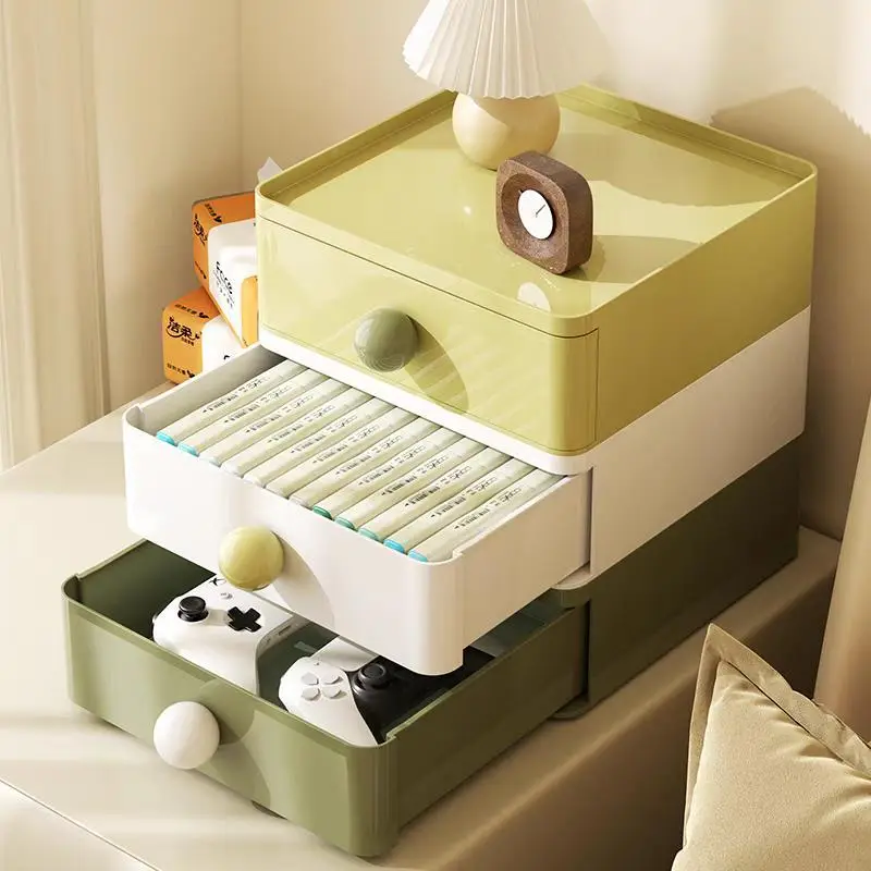 dopamine desktop storage box stackable stationery and miscellaneous organizer cosmetic storage organizer box lipstick light beige skincare rack suitable for vanity office bathroom storage organization home desk and drawer organizer Product details 4