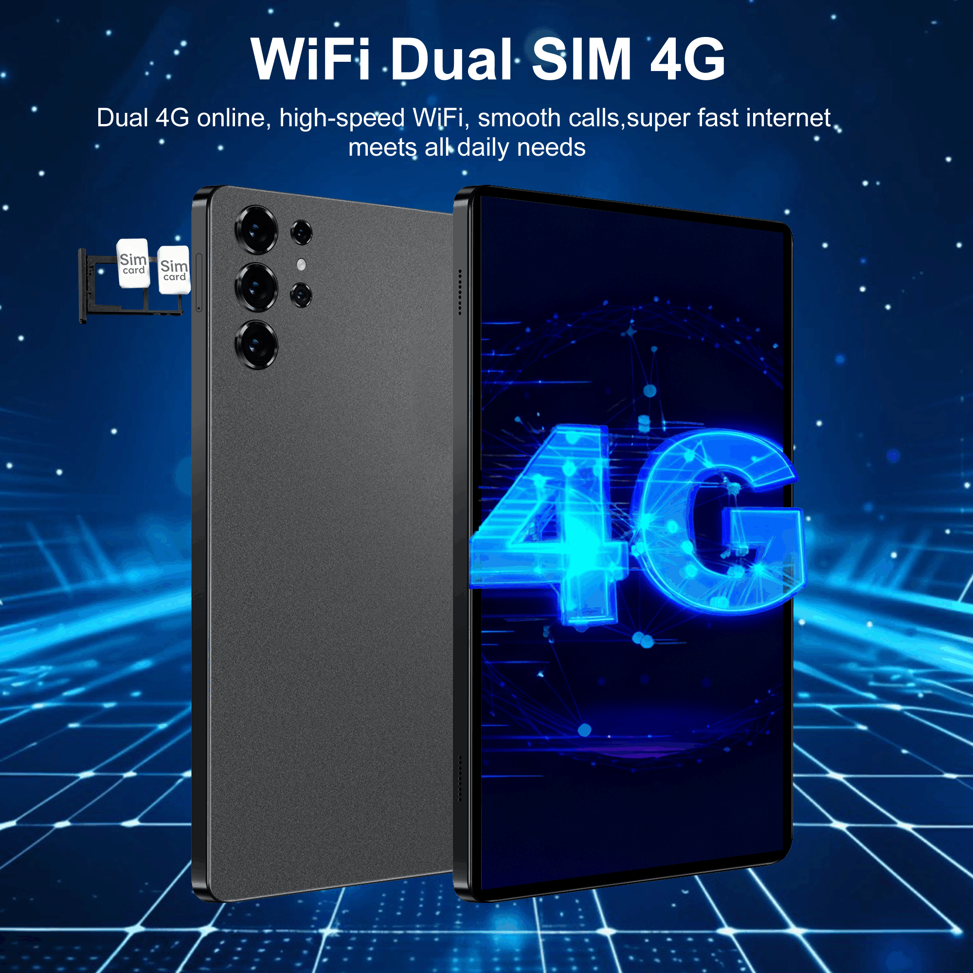 Tabletă Android 15 de 10.1 inch, 24GB RAM 512GB ROM, 5G Dual SIM, Ecran HD IPS, Baterie 6000Mah, Cameră 8MP+16MP, Quad-Core, Wifi 6, Type-C, Tabletă, Pad, Tabletă, Pad
