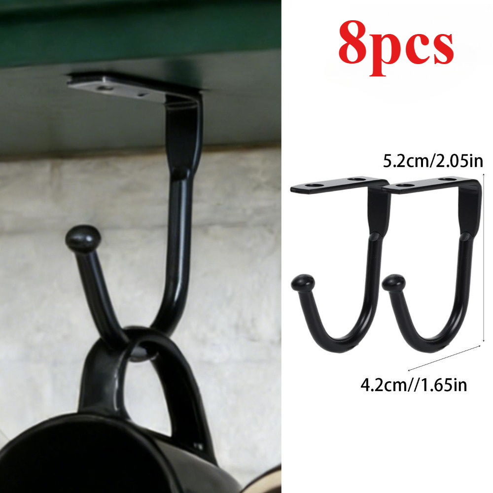 TEMU 8 pezzi Ganci a J per soffitto in metallo a forma di J per tazze, ganci per camera da letto per , borse, asciugamani, forniture per la casa,