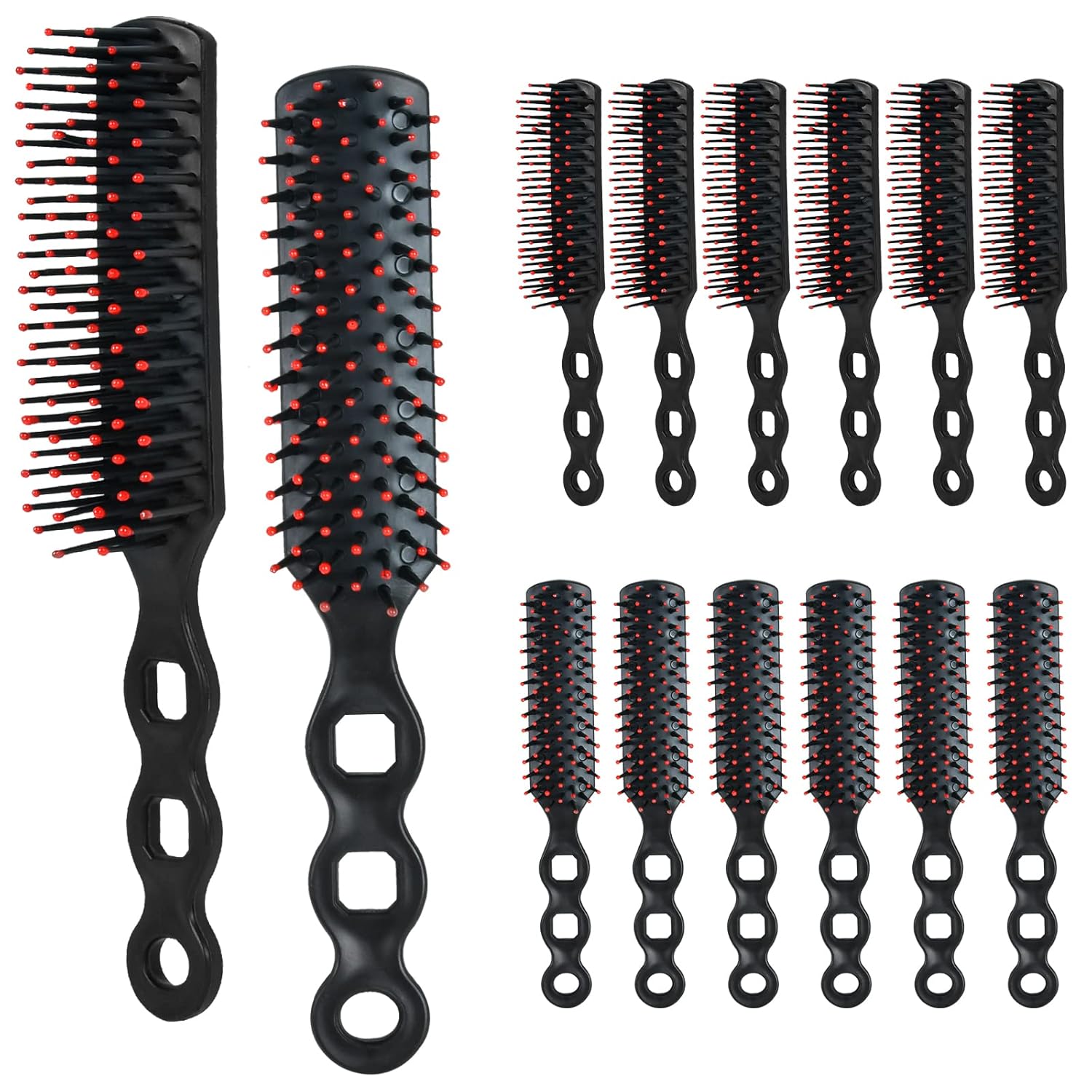 TEMU 14-delige set stijlvolle, fijngetande volumineuze rechte haarborstels, geschikt voor zowel nat als haar, perfect voor thuis haarverzorging en
