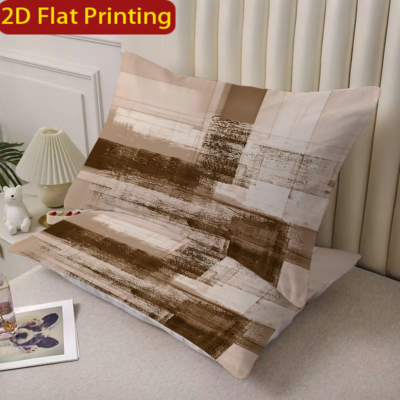 TEMU 2d Flat 2pcs Set, Literary And Easy, Color To Home, Suitable For Sofa, Bed, Living Room Decoration, Zipper Closure, Machine Washable Pillowcase