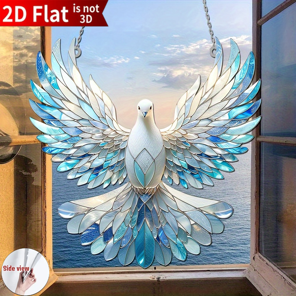 TEMU 2d Flat, 2d Flat Peace Suncatcher, 2d Acrylic Art Charm Wall Decor, Multi-functional Animal Themed Window And Wall Art, Outdoor Courtyard