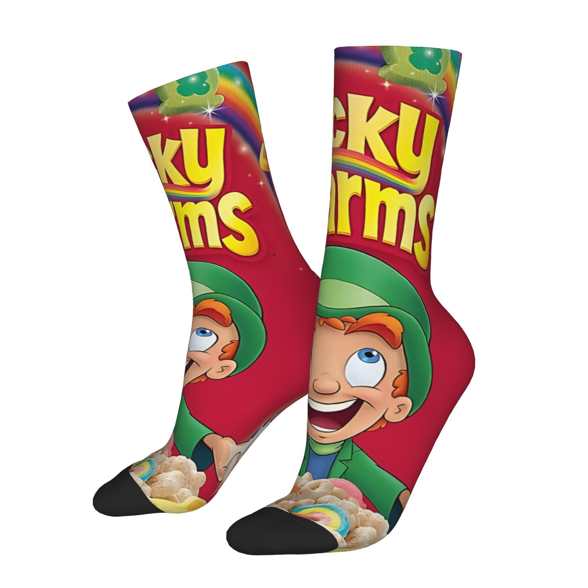 

1 Pair Men's Charms Crew Socks, Knit Polyester Fabric With 5% Elastane, Seamless Pattern Print, Hand Washable, With Novelty Gift