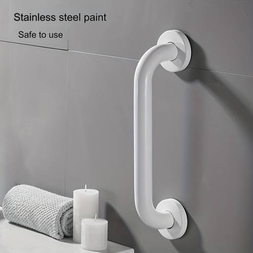 2pcs white stainless steel bathroom armrest anti slip durable for elderly disabled rehab accessory
