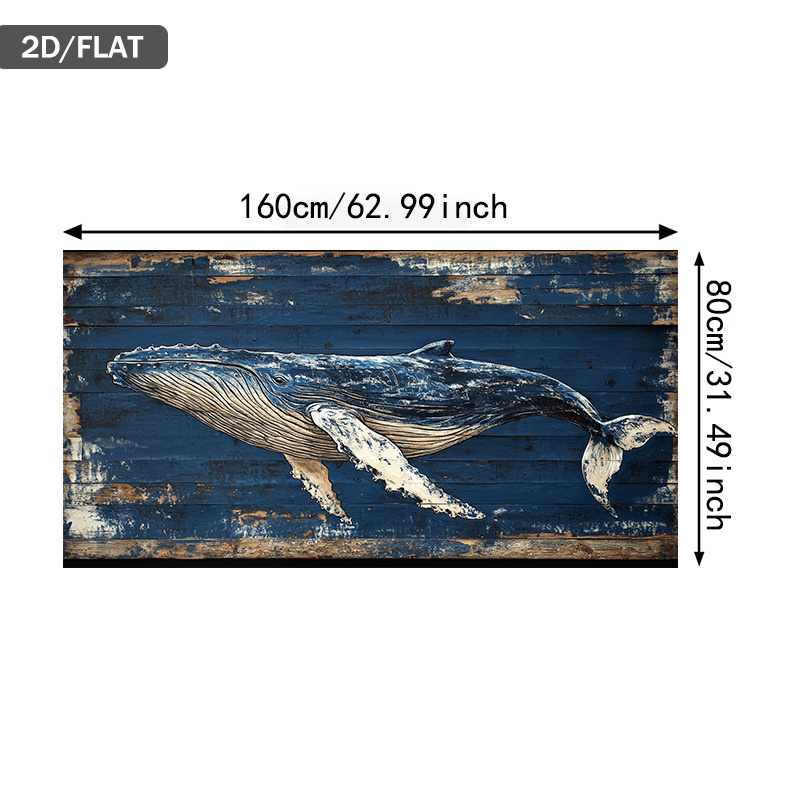 TEMU 1 pezzo Murale Balena Blu Astratta - Stampa su Legno Senza Cornice, di Vita Marina per Soggiorno - Minimalista a Tema , 2D Piatto