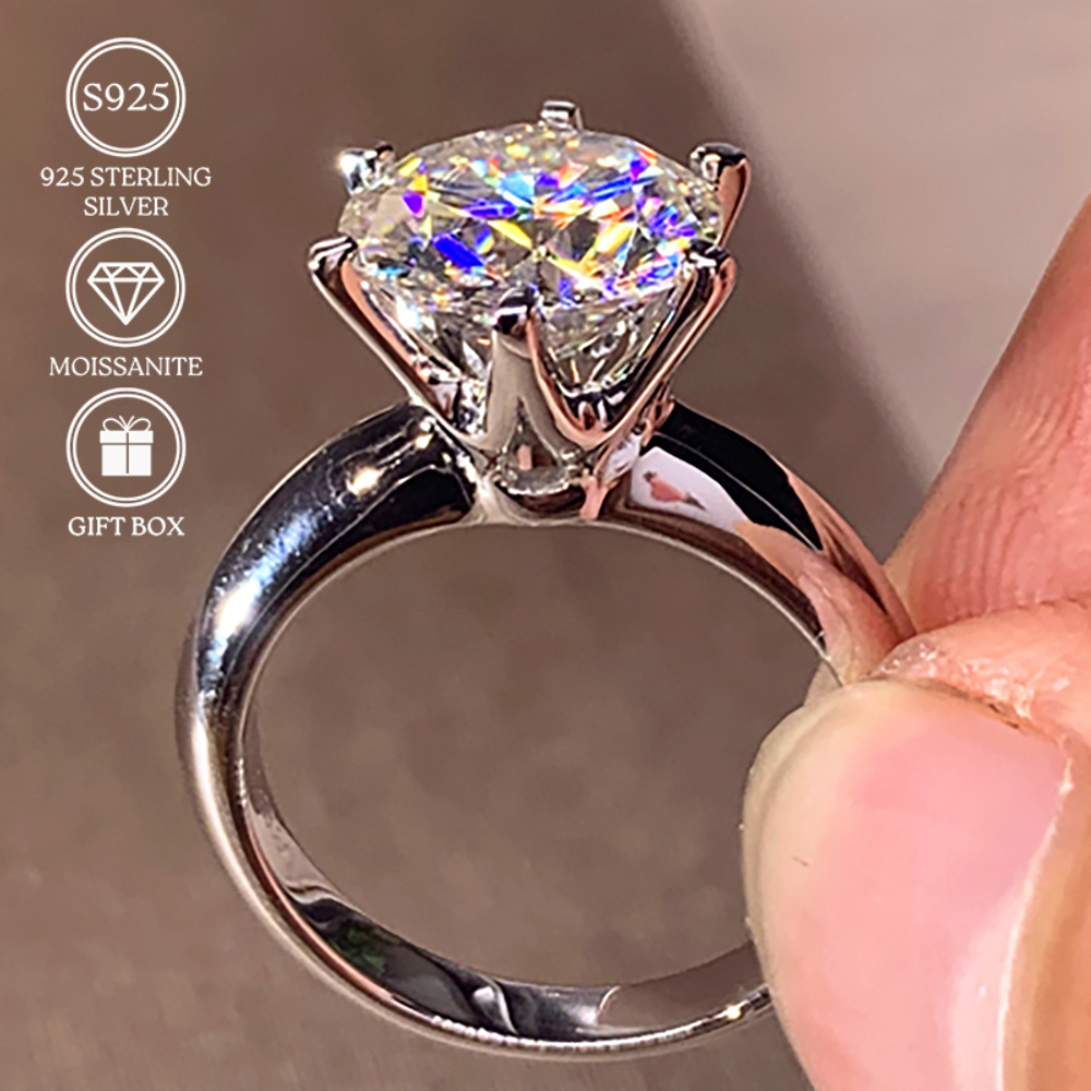 TEMU [mozambican Diamonds] 1pc 0.5/ 1/ 2/ 3/ 5/ 925 Silver Moissanite Ring, -claw Engagement Ring Promise Ring Wedding Ring High Luxury Fine Jewelry