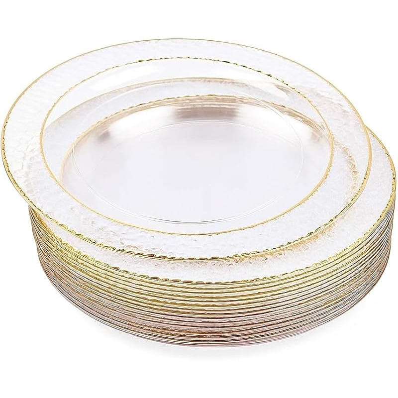 Image of 25 Plastic Dessert Plates With - 19cm / 7 Inch - Elegant & Small , Starter Plates For Weddings, Birthdays, Picnic, Parties