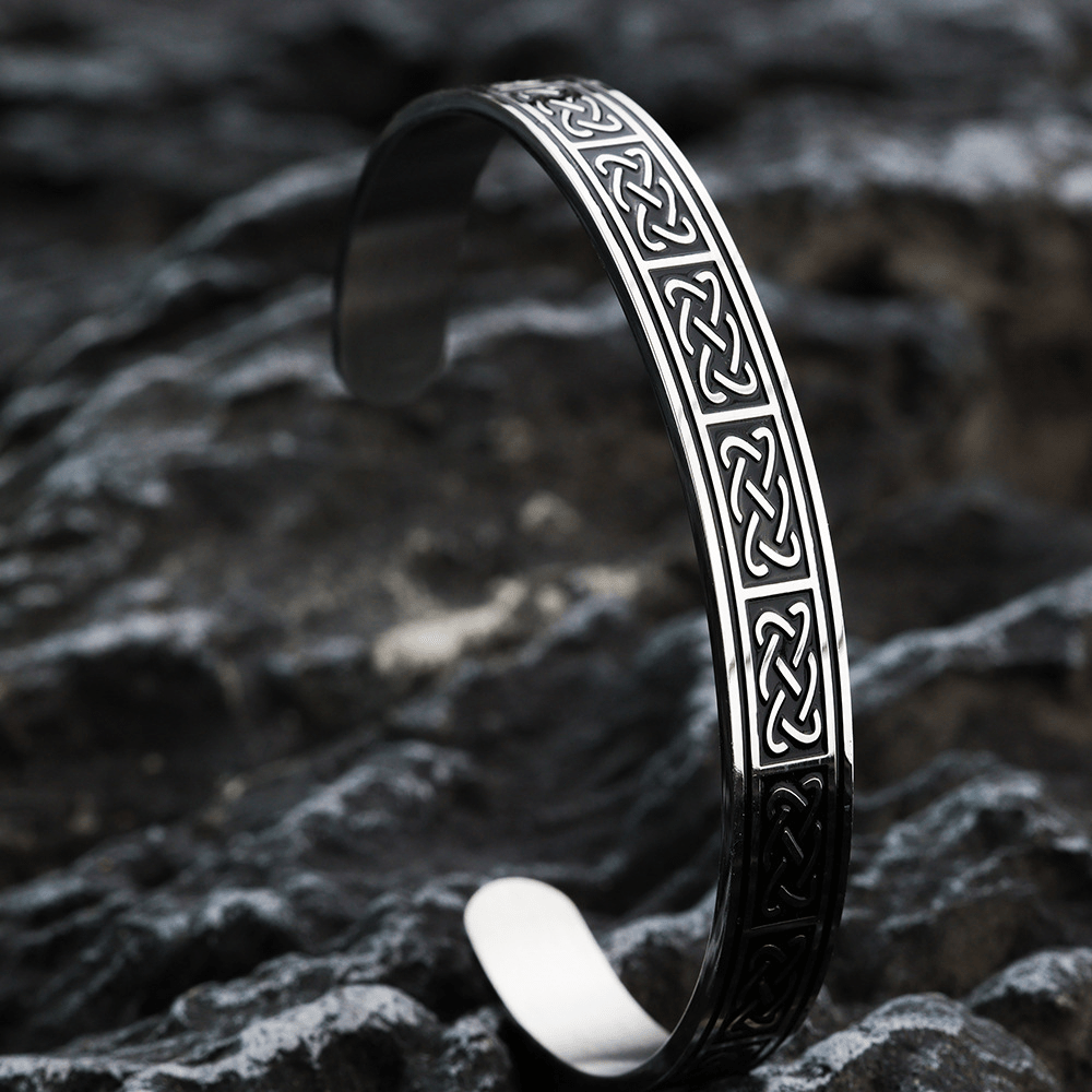 TEMU Nordic Pirate 304l 304l 304l 304l Stainless Steel Bangle Viking Celtic Knot Band Polished Bangle Bangle Bracelet