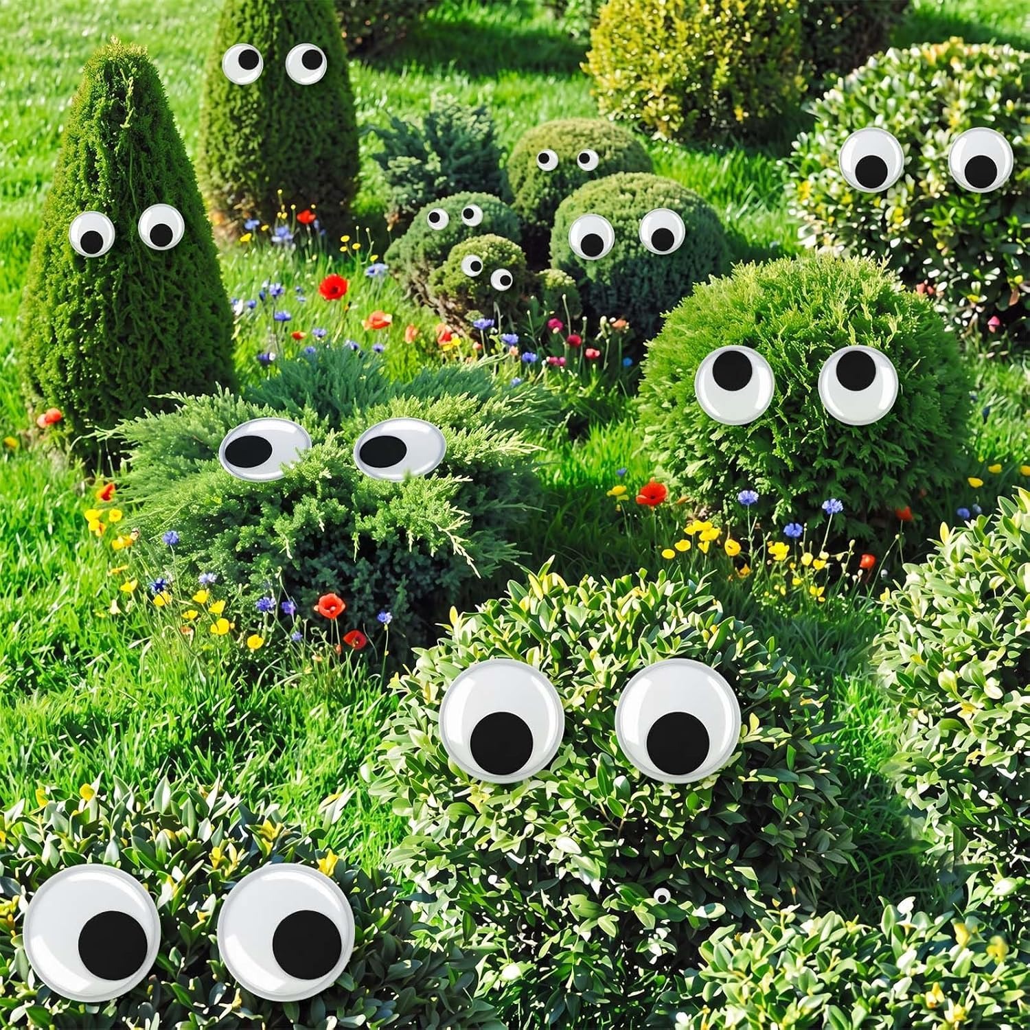 TEMU 10pcs Wiggle Googly Eyes With Self Adhesive And Twisted Rope Plastic For Diy Crafts Shrubs Halloween Party Decoration, 7.09", 5.91", 3.94",