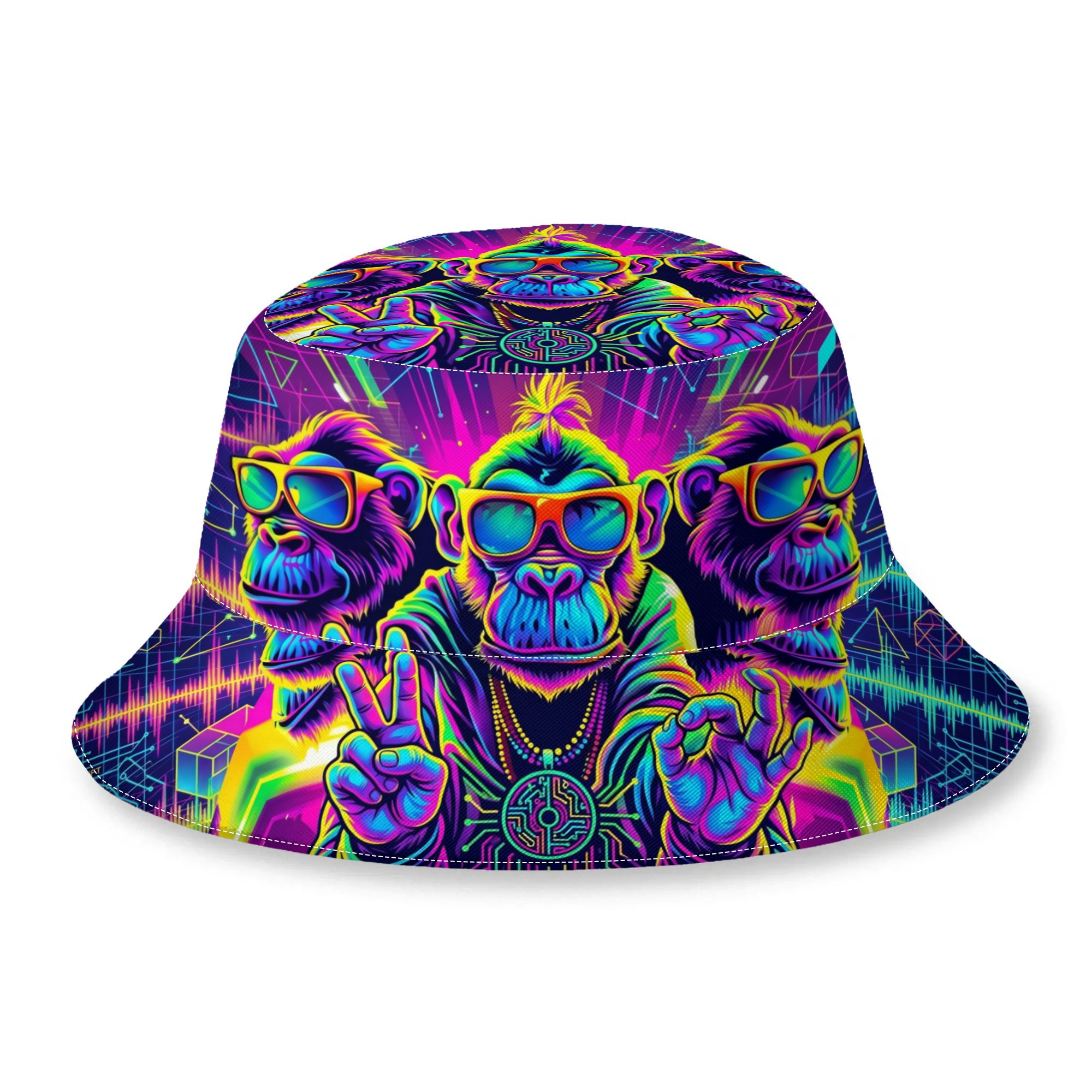 TEMU 1pc Biihudu Monkeys Bucket Hat - Monkeys, Sporty Unisex With Iconic For , Casual Outdoor Hats Suitable For Vacation, Parties, Casual Attire